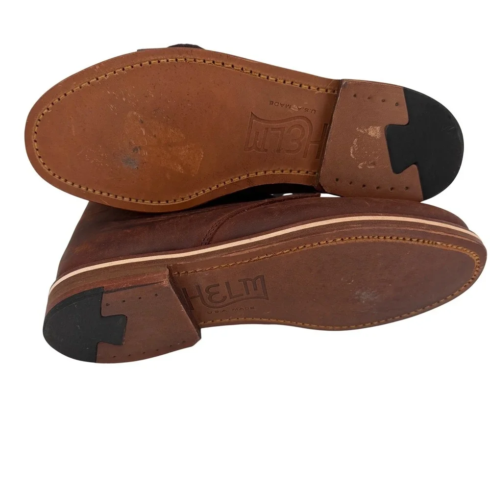 HELM USA Made Pull Up Leather Chukka Boots‎ Brown Heritage Quiet Luxury Mens 7D